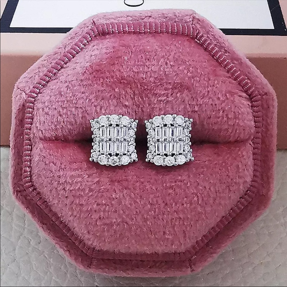 New Elegant Princess 925 Silver Diamond Earrings